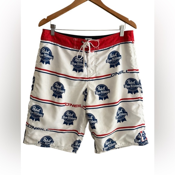 O'Neill Other - O'Neill White and Blue Pabst Blue Ribbon Logo Board Shorts